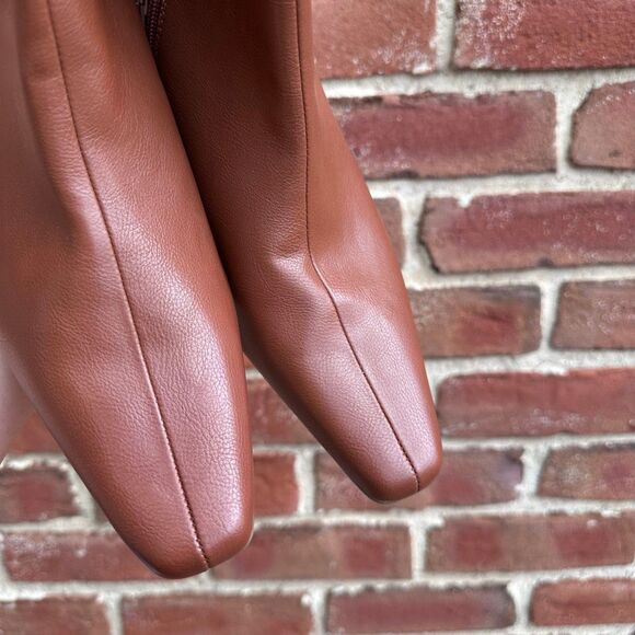 Ann Taylor LOFT Cognac Square Toe Heeled Ankle Booties Size 10 NEW - Picture 12 of 14